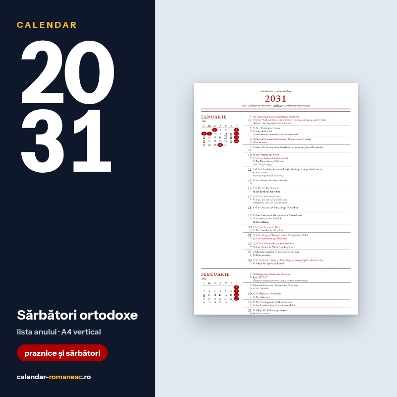Sărbători ortodoxe 2031 - previzualizare
