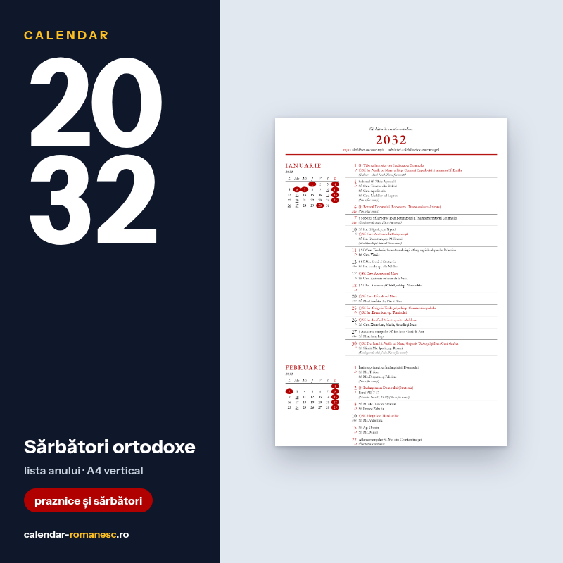 Sărbători ortodoxe 2032 - previzualizare